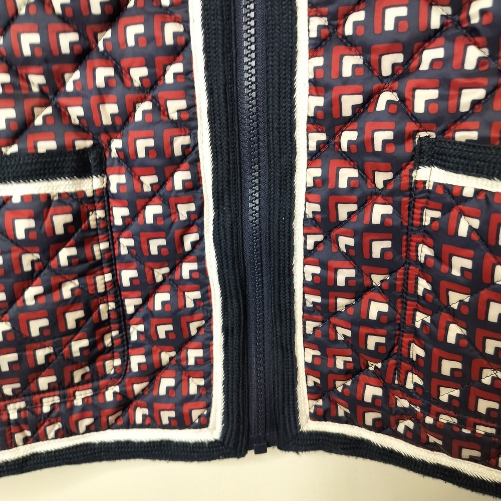 Talbots Reversible Jacket Red Navy Geometric Zip … - image 8